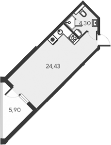 Планировка — Alba del Mare, Студия, 29 м²