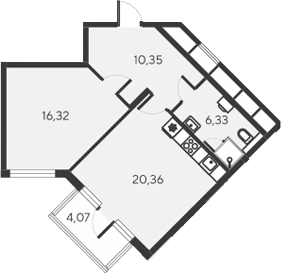Планировка — Alba del Mare, 2-комн., 53 м²