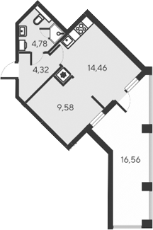 Планировка — Alba del Mare, 2-комн., 33 м²
