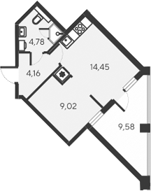 Планировка — Alba del Mare, 2-комн., 32 м²