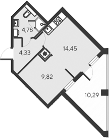Планировка — Alba del Mare, 2-комн., 33 м²