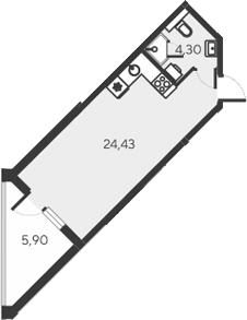 Планировка — Alba del Mare, Студия, 29 м²