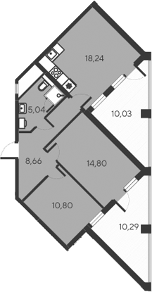 Планировка — Alba del Mare, 3-комн., 58 м²