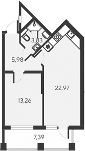 Планировка — Alba del Mare, 2-комн., 46 м²