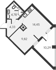 Планировка — Alba del Mare, 2-комн., 33 м²
