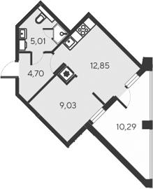 Планировка — Alba del Mare, 2-комн., 32 м²