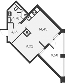 Планировка — Alba del Mare, 2-комн., 32 м²