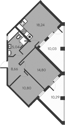 Планировка — Alba del Mare, 3-комн., 58 м²