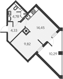 Планировка — Alba del Mare, 2-комн., 33 м²