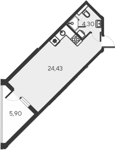 Планировка — Alba del Mare, Студия, 29 м²