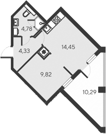 Планировка — Alba del Mare, 2-комн., 33 м²