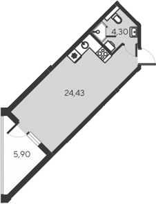 Планировка — Alba del Mare, Студия, 29 м²