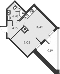 Планировка — Alba del Mare, 2-комн., 32 м²