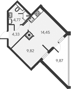 Планировка — Alba del Mare, 2-комн., 33 м²