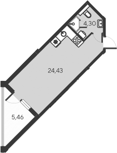 Планировка — Alba del Mare, Студия, 29 м²