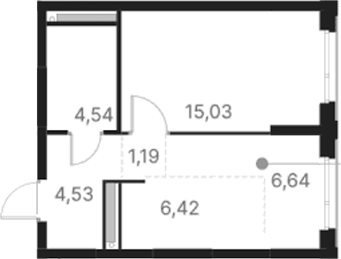 Планировка — Атлас Юник, 1-комн., 38 м²