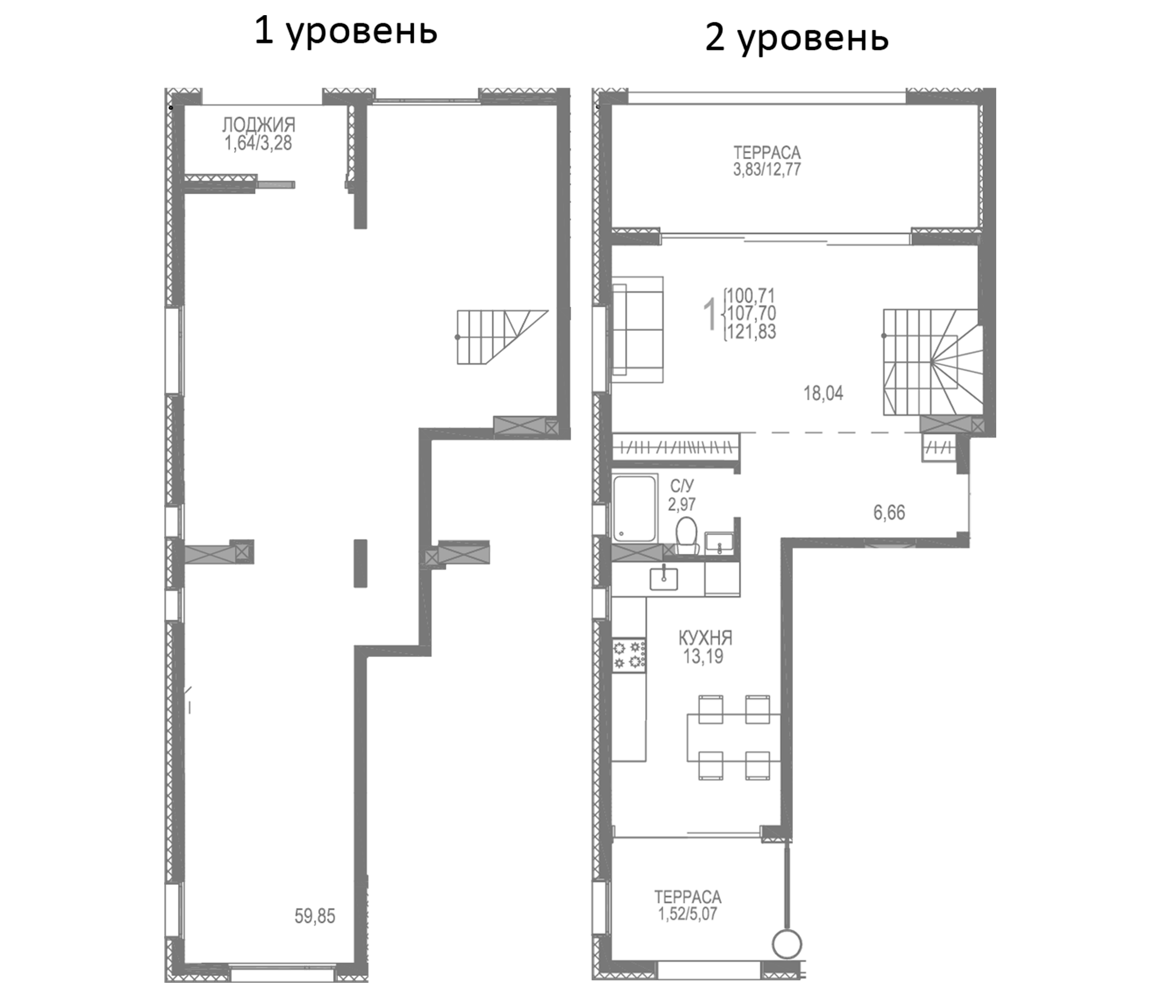 Планировка — Розовое Озеро, 2-комн., 115 м²
