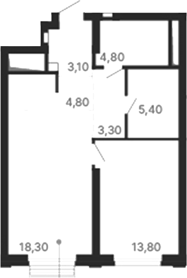 Планировка — Парк Столиц, 1-комн., 54 м²