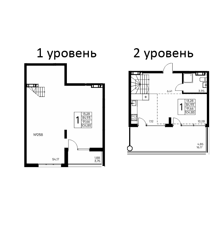 Планировка — Розовое Озеро, 1-комн., 98 м²