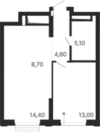 Планировка — Парк Столиц, 1-комн., 46 м²