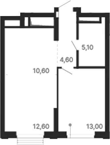 Планировка — Парк Столиц, 1-комн., 46 м²