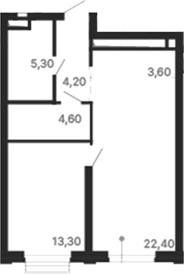 Планировка — Парк Столиц, 1-комн., 53 м²