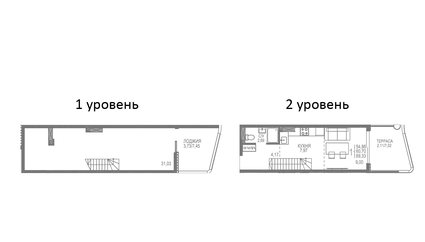 Планировка — Розовое Озеро, 2-комн., 63 м²