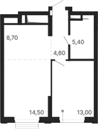 Планировка — Парк Столиц, 1-комн., 46 м²