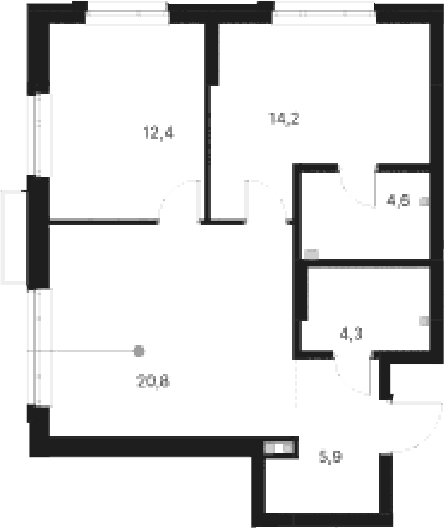 Планировка — Атлас Ауро, 2-комн., 62 м²