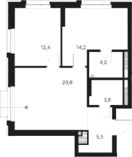 Планировка — Атлас Ауро, 2-комн., 61 м²