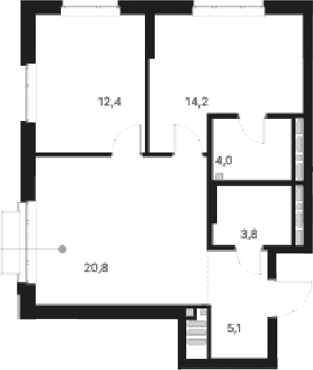 Планировка — Атлас Ауро, 2-комн., 60 м²