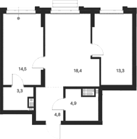 Планировка — Атлас Ауро, 2-комн., 59 м²