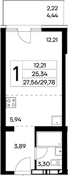 Планировка — Лучистое, Студия, 28 м²