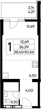 Планировка — Лучистое, Студия, 28 м²