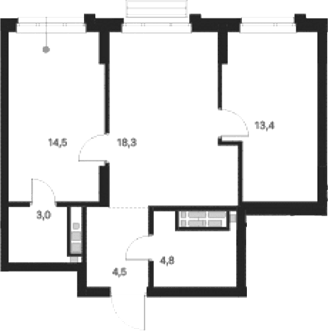 Планировка — Атлас Ауро, 2-комн., 59 м²