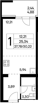 Планировка — Лучистое, Студия, 28 м²
