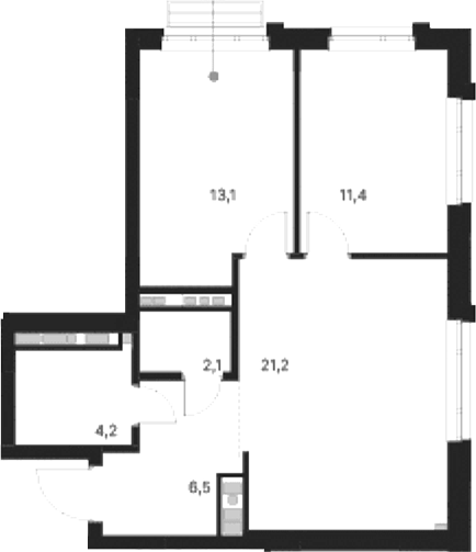 Планировка — Атлас Ауро, 2-комн., 59 м²