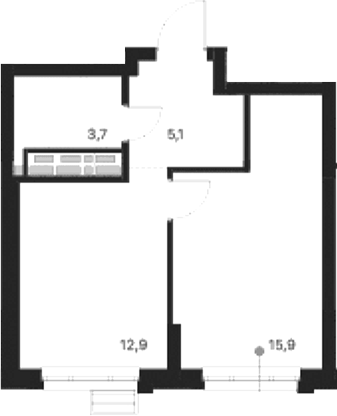 Планировка — Атлас Ауро, 1-комн., 38 м²