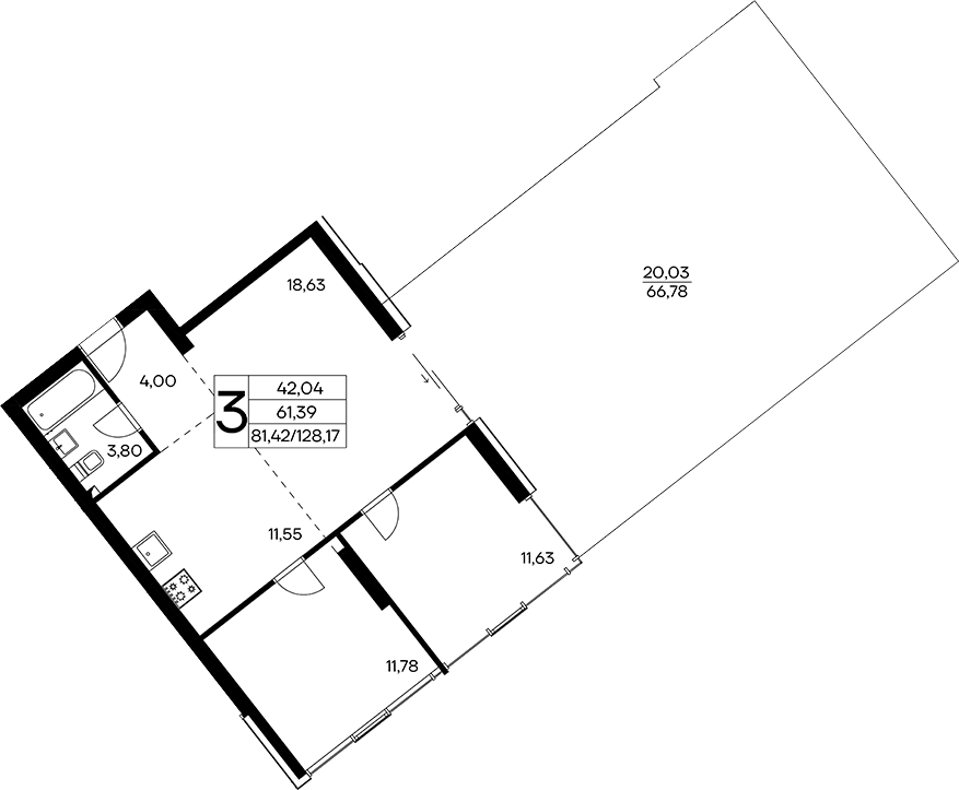 Планировка — Лучистое, 2-комн., 108 м²