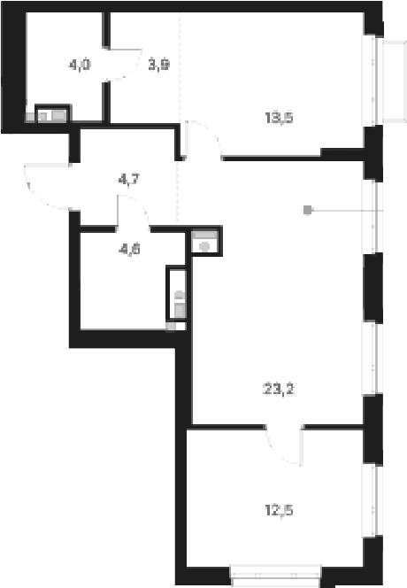 Планировка — Атлас Ауро, 2-комн., 66 м²