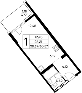 Планировка — Лучистое, Студия, 28 м²