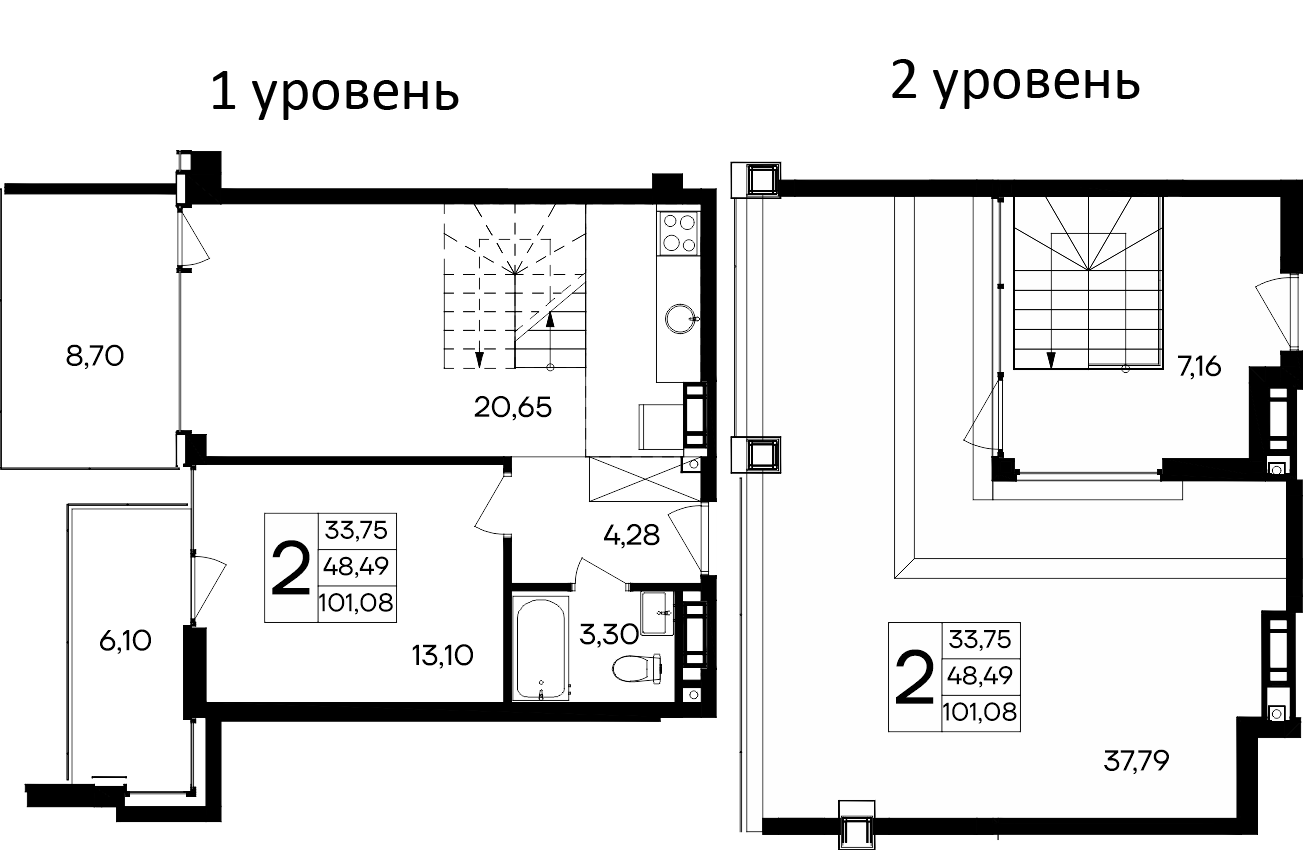 Планировка — Курортный кластер САГА, 2-комн., 86 м²