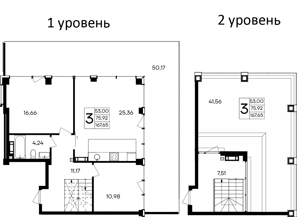 Планировка — Курортный кластер САГА, 2-комн., 76 м²