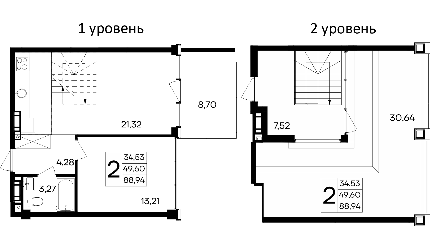 Планировка — Курортный кластер САГА, 1-комн., 50 м²