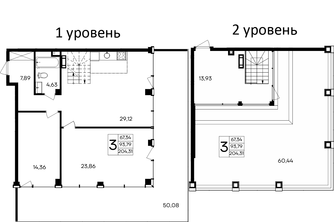 Планировка — Курортный кластер САГА, 2-комн., 94 м²