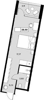 Планировка — Гостиничный комплекс Белые ночи, Студия, 26 м²