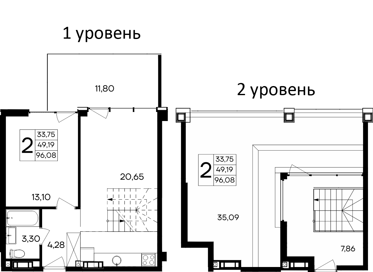 Планировка — Курортный кластер САГА, 2-комн., 84 м²