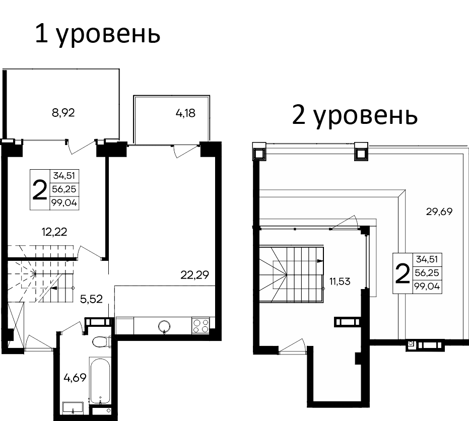 Планировка — Курортный кластер САГА, 2-комн., 86 м²
