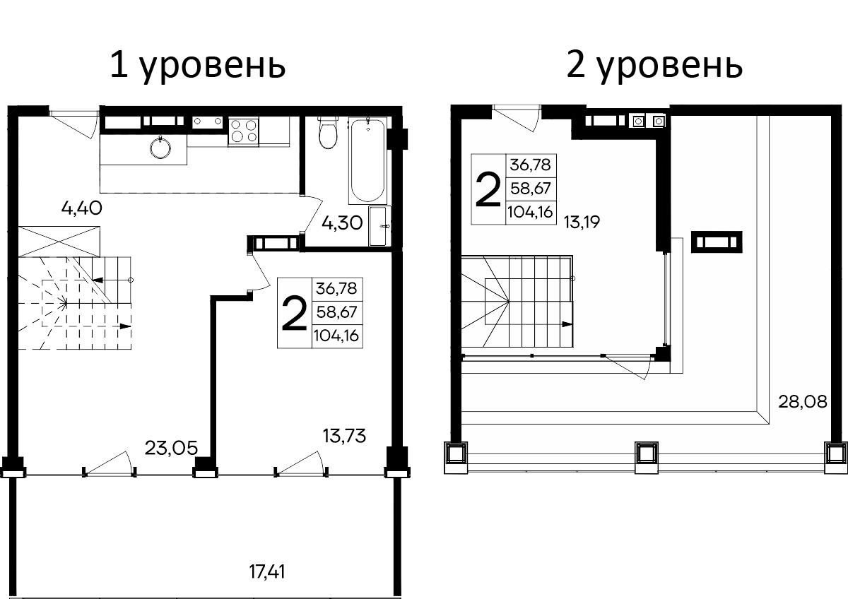 Планировка — Курортный кластер САГА, 2-комн., 87 м²