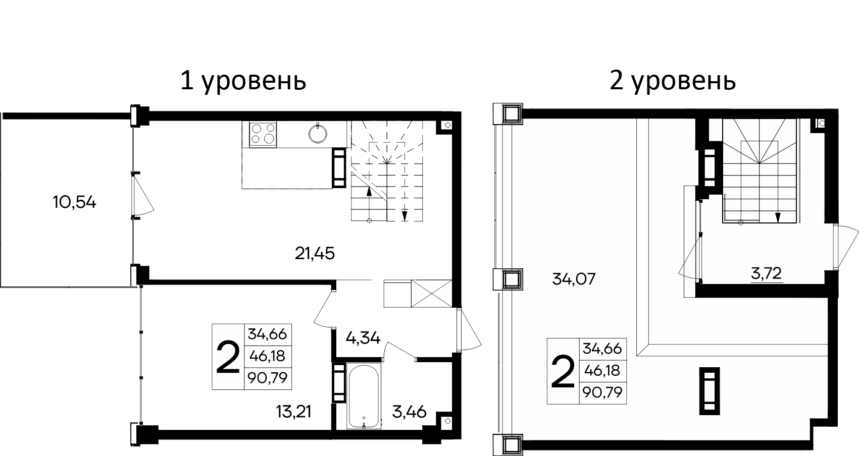 Планировка — Курортный кластер САГА, 2-комн., 80 м²